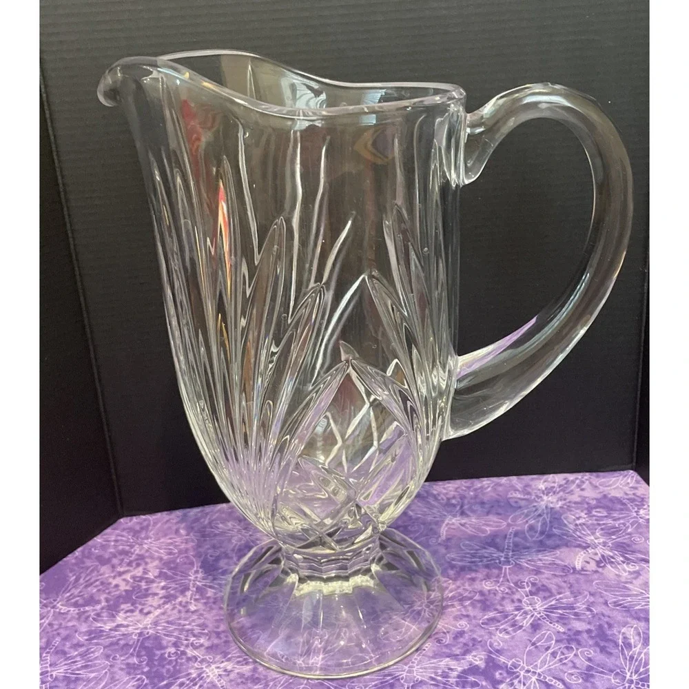 Gorham Rosewood Crystal Pitcher Cut Glass 1999 Heavy Vintage Elegant Wedding‎